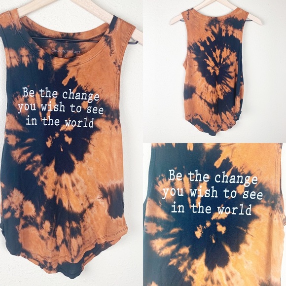 Grayson Threads Tops - 3/$20 Black and orange reverse tie dye tank top
